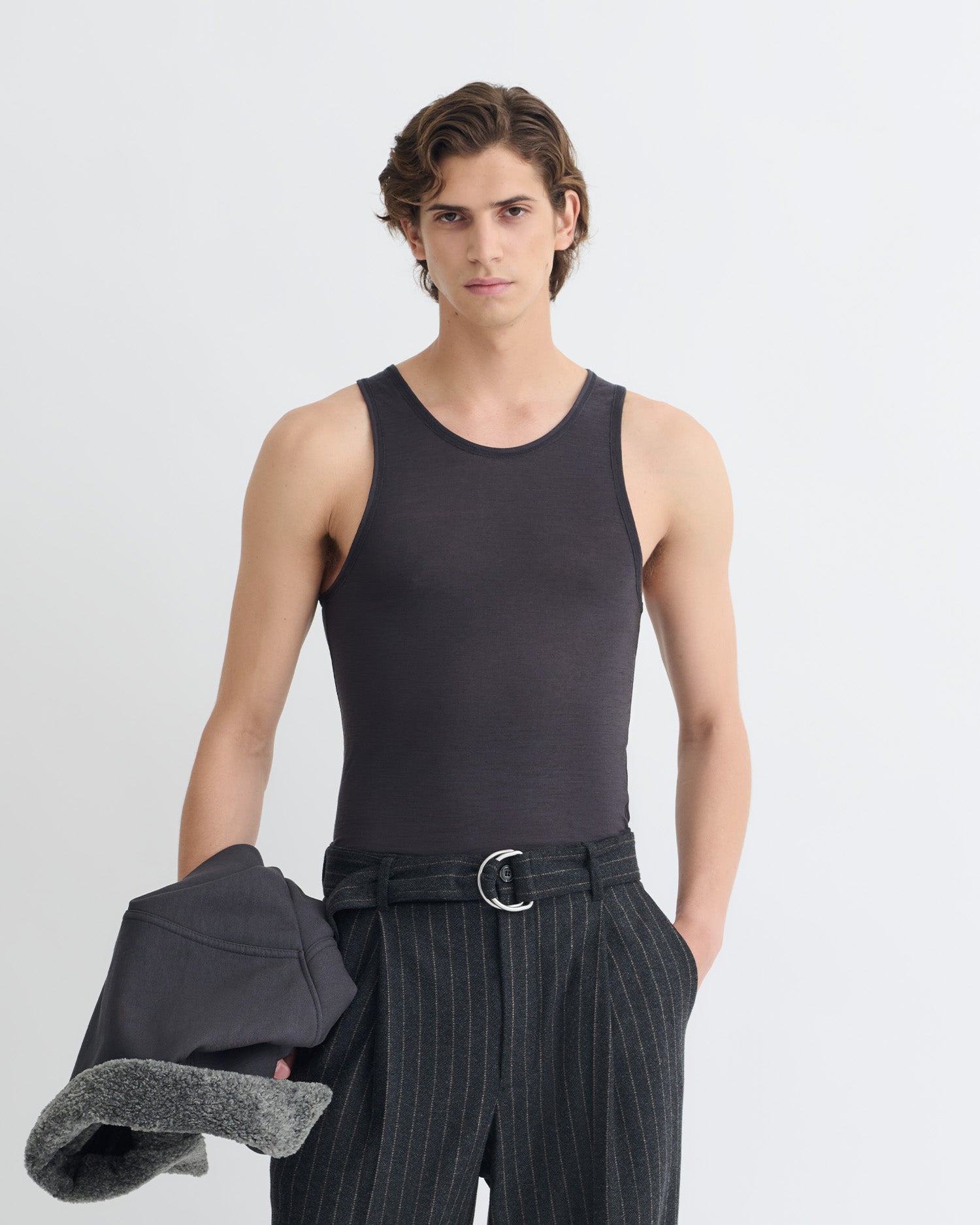 Jahi - Melange Wool Jersey Tank Top - Grey Melange