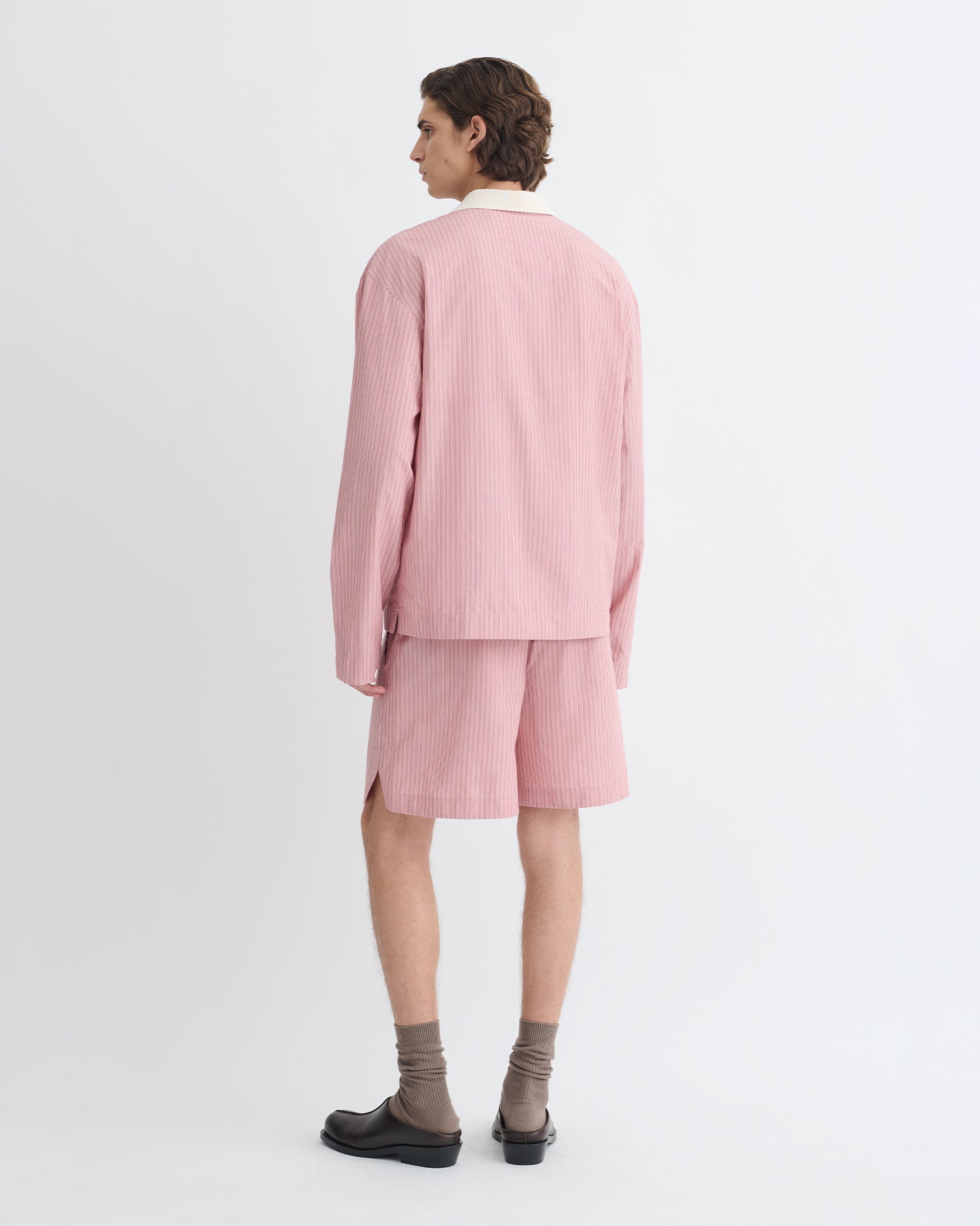 Taron - Striped Polo Neck Top - Pink