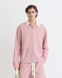 Taron - Striped Polo Neck Top - Pink
