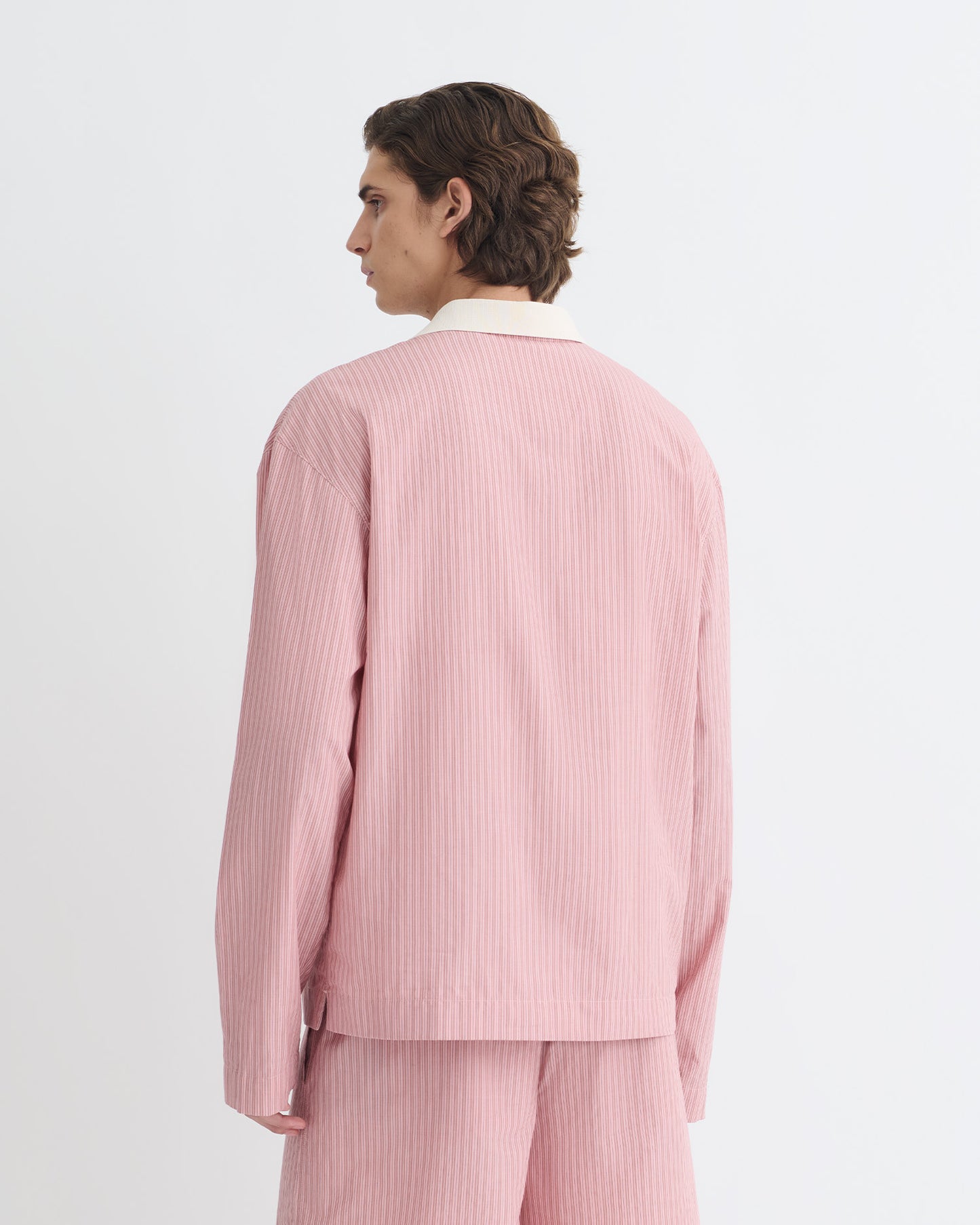 Taron - Striped Polo Neck Top - Pink