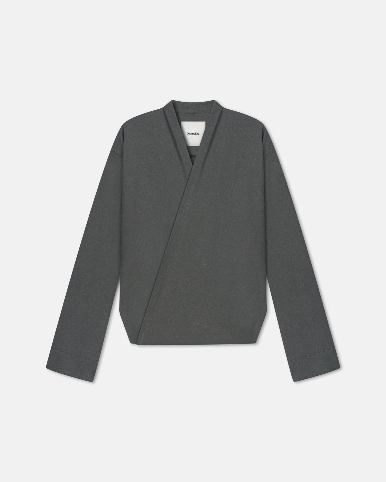 Yorick - Raw Silk Wrap Shirt - Dark Grey