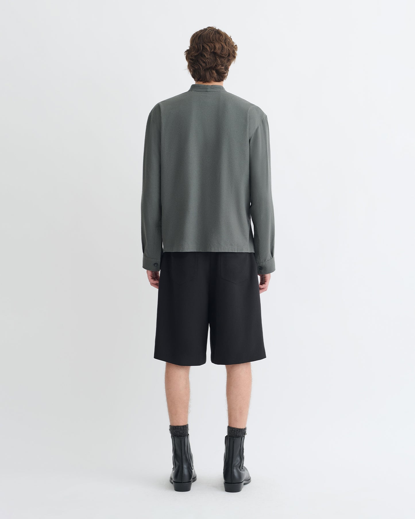 Yorick - Raw Silk Wrap Shirt - Dark Grey