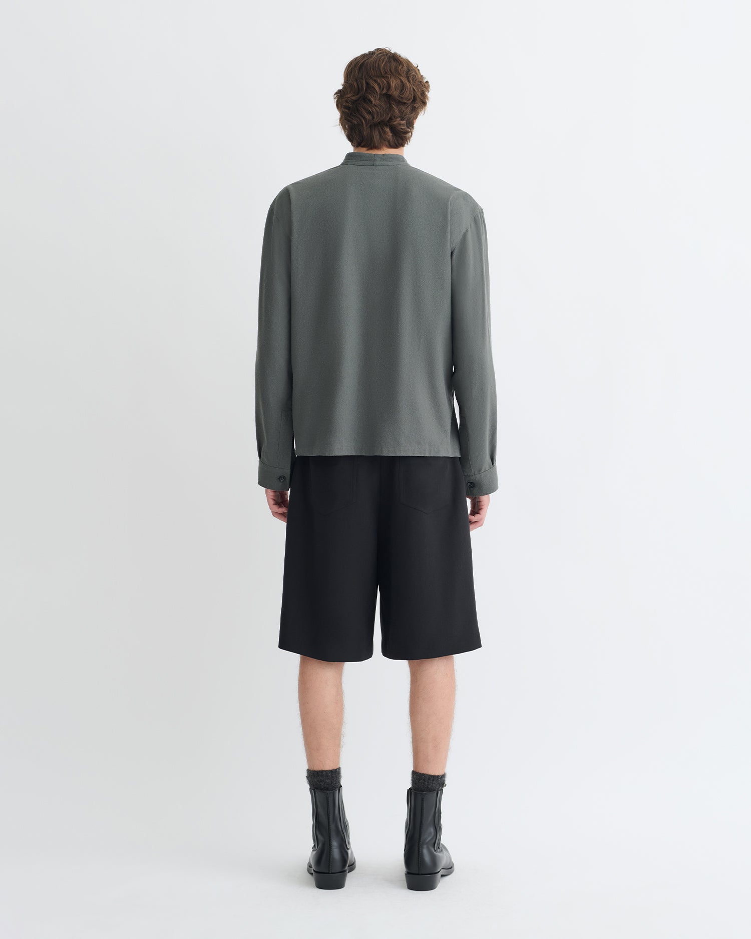 Yorick - Raw Silk Wrap Shirt - Dark Grey