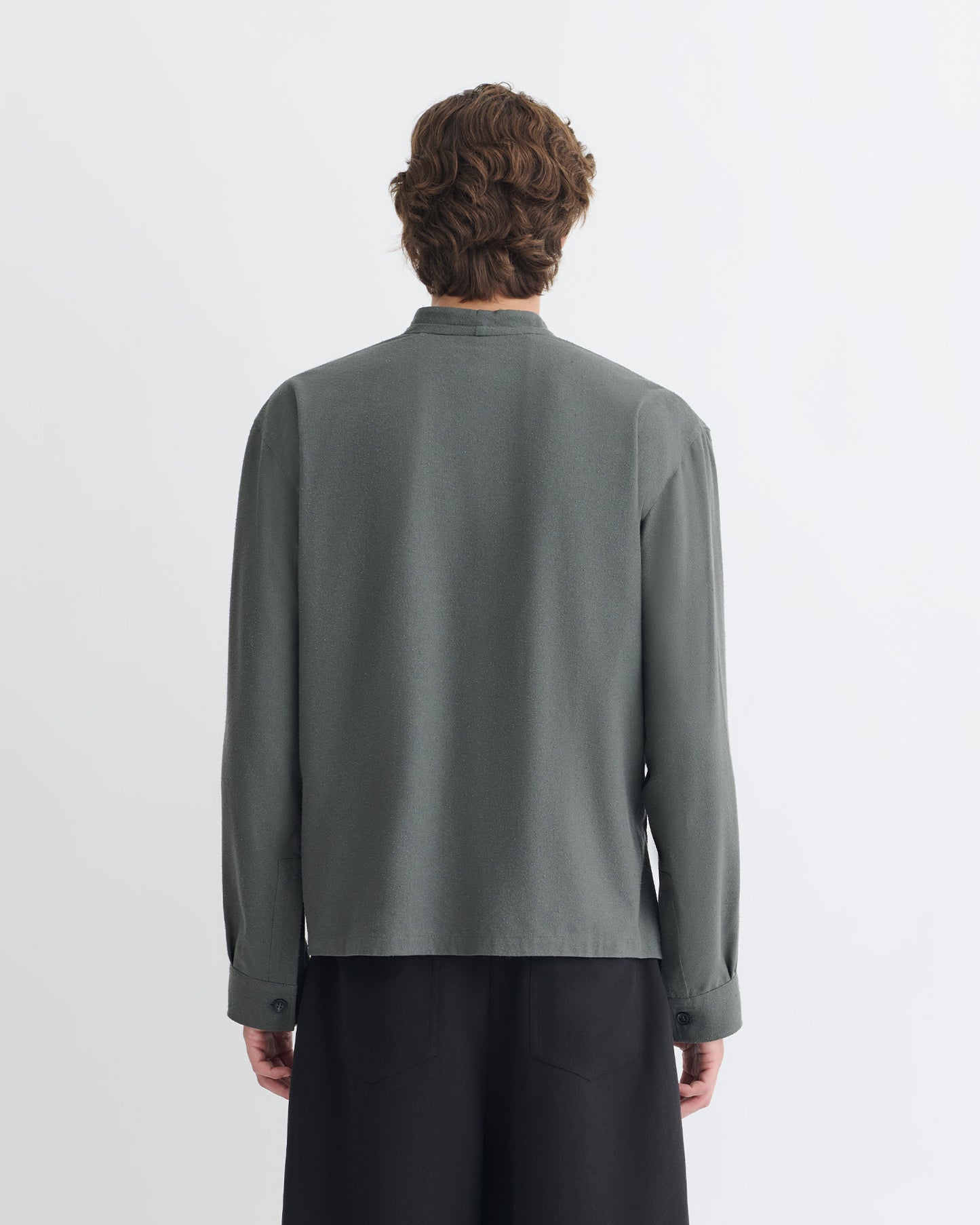 Yorick - Raw Silk Wrap Shirt - Dark Grey