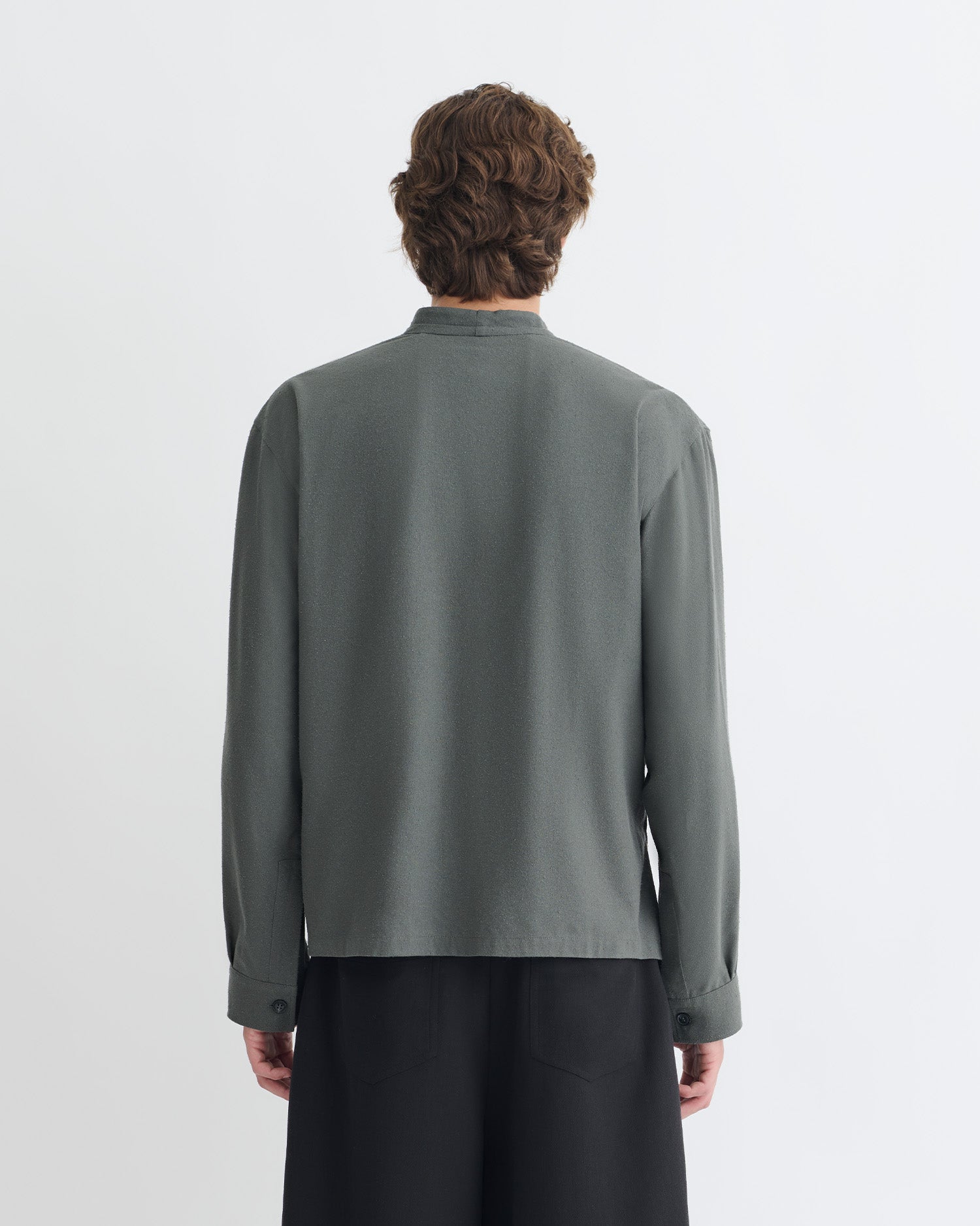 Yorick - Raw Silk Wrap Shirt - Dark Grey