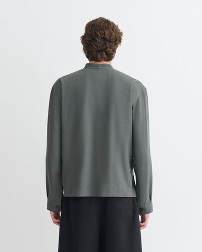 Yorick - Raw Silk Wrap Shirt - Dark Grey