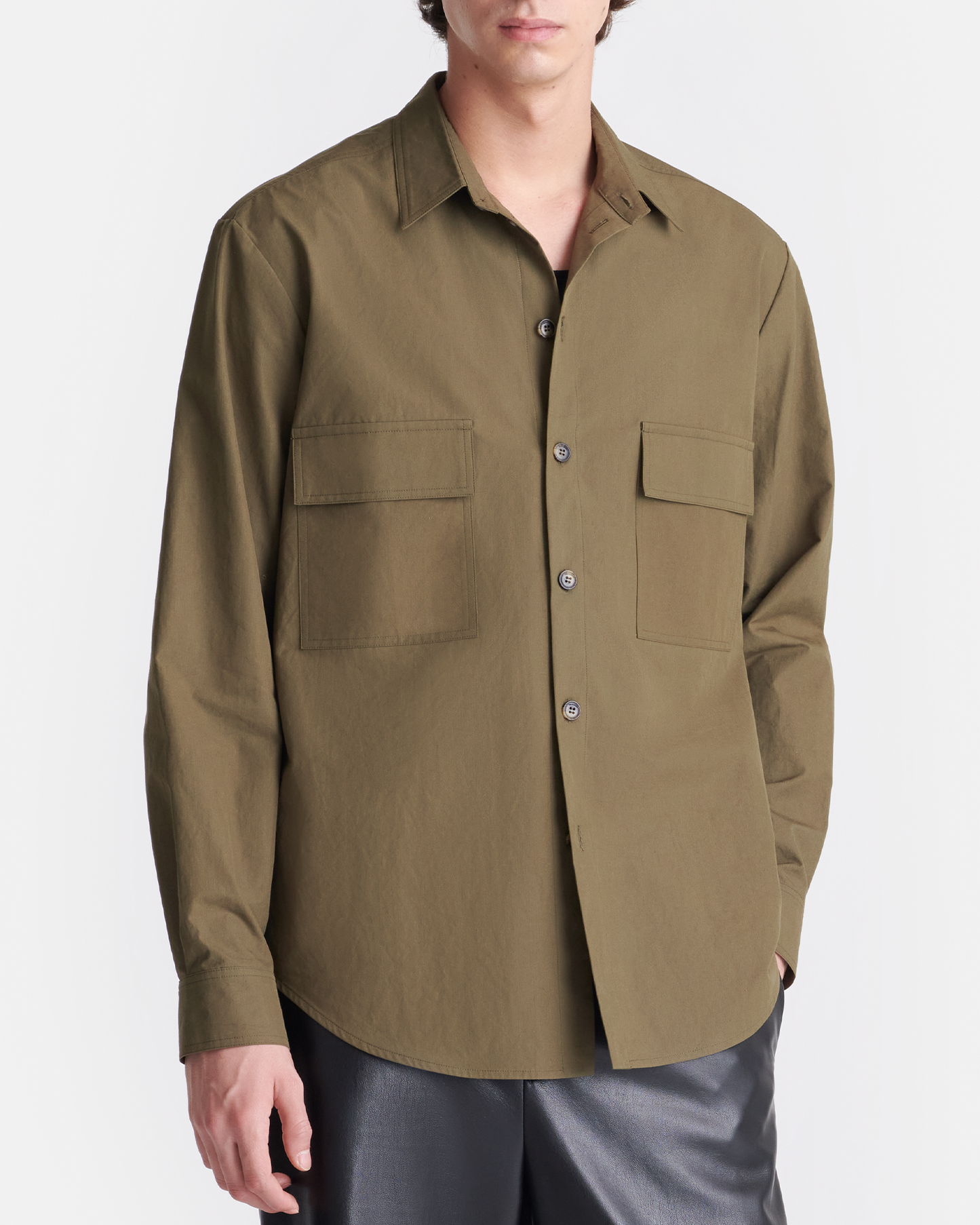 Jari - Long-Sleeve Shirt - Uniform Green – Nanushka Jari - Long-Sleeve Shirt - Uniform Green – Nanushka