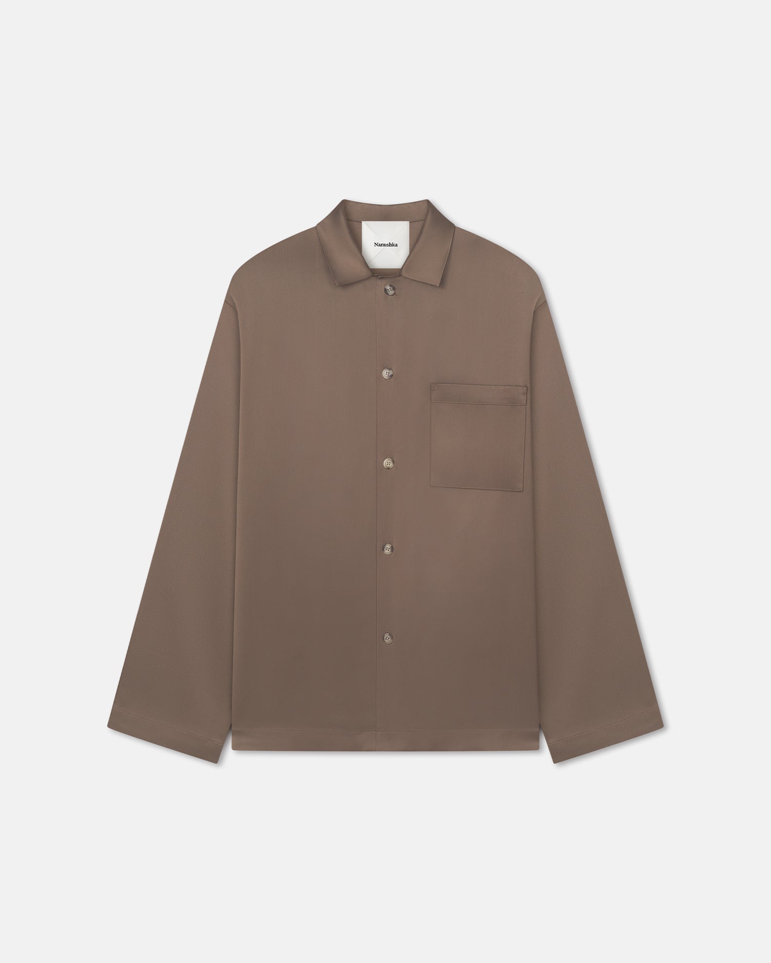 Jelmer - Slip Satin Shirt - Coffee Bean