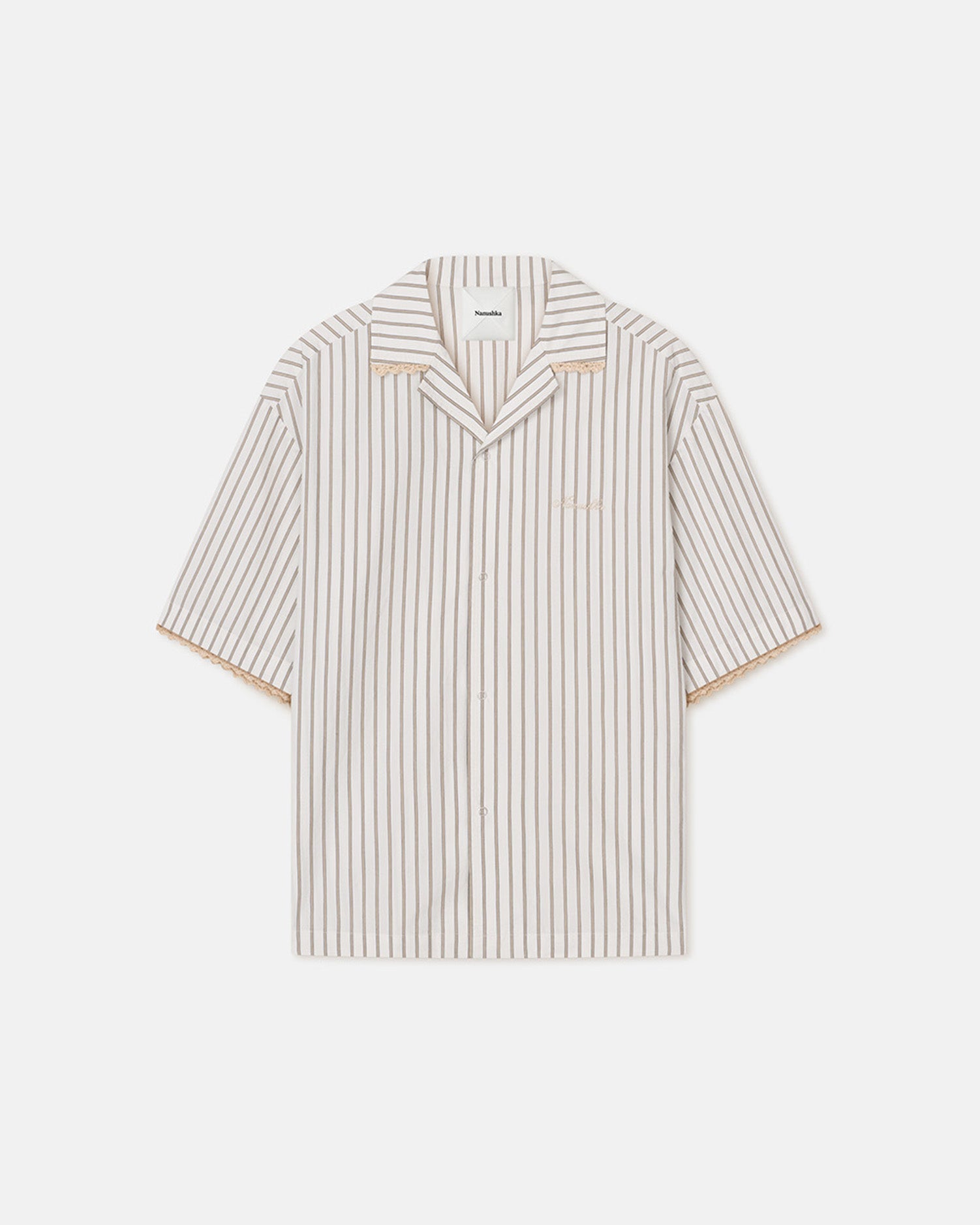 Maxton - Striped Crochet Shirt - Creme