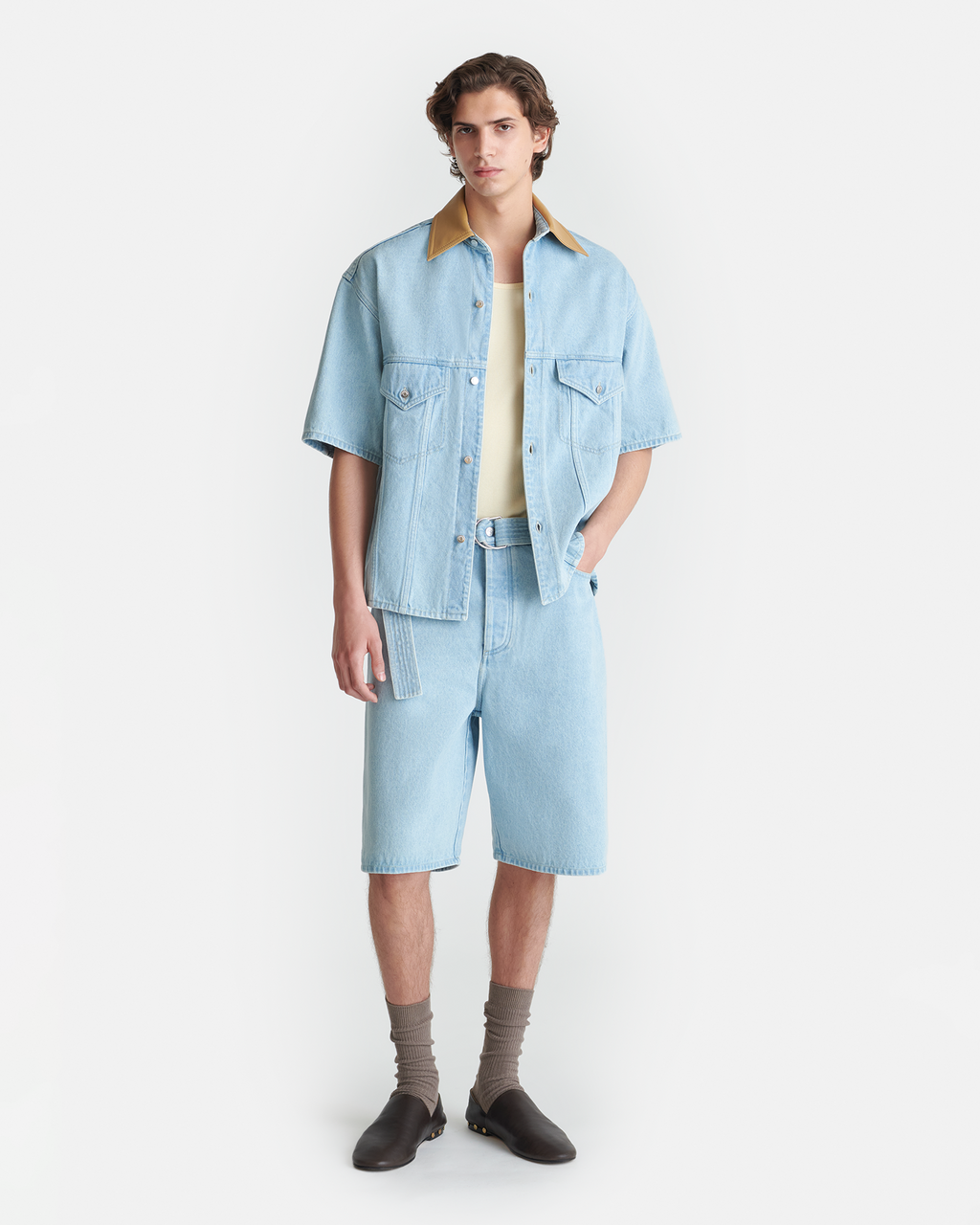 Jorge - Denim Shirt - Eco Bleach/Hazel