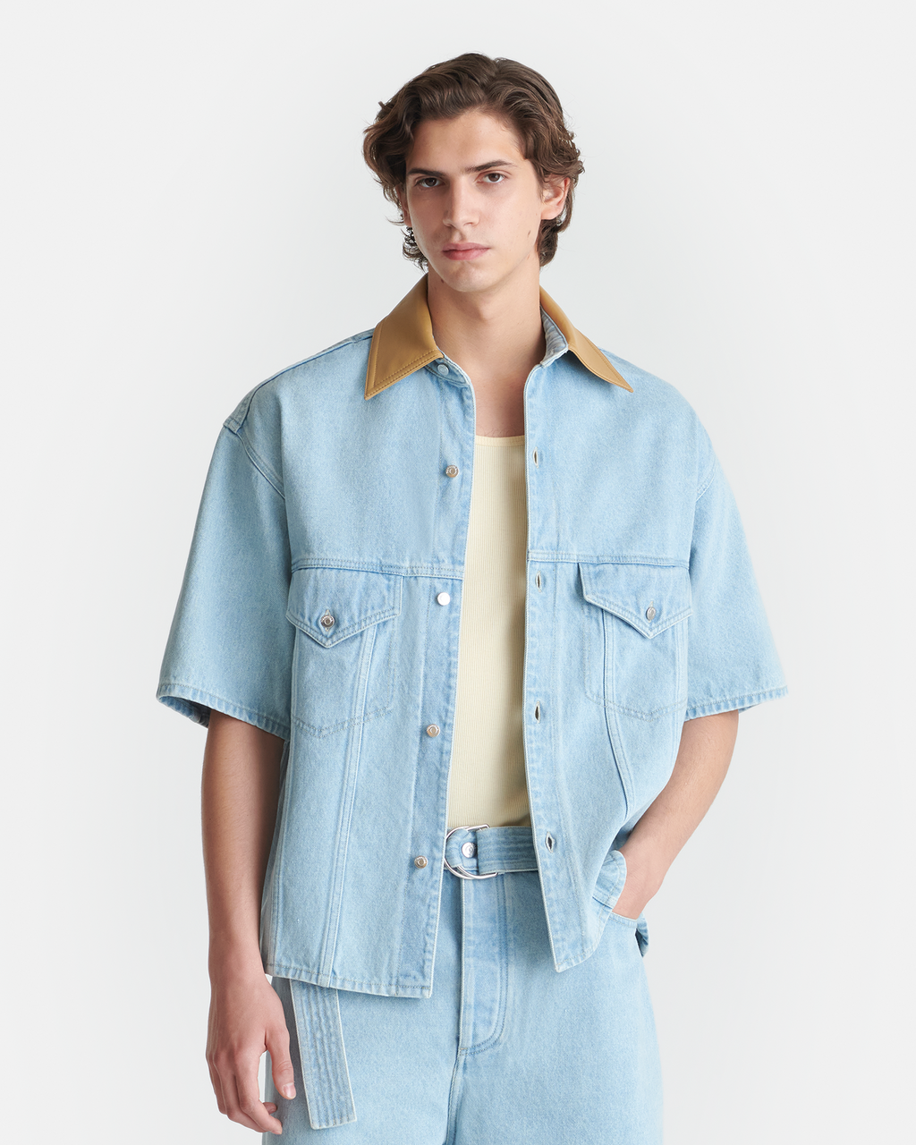 Jorge - Denim Shirt - Eco Bleach/Hazel