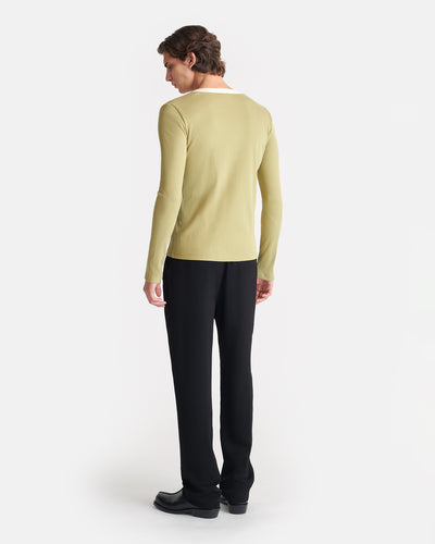 Borys - Ribbed Jersey Top - Olive Green