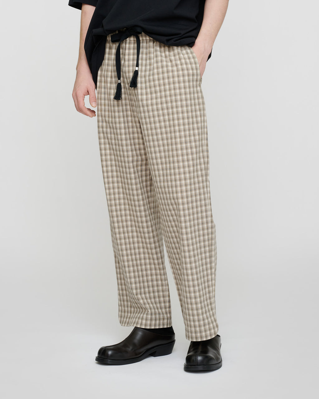 Alwin - Checked Shirting Pants - Creme/Grey