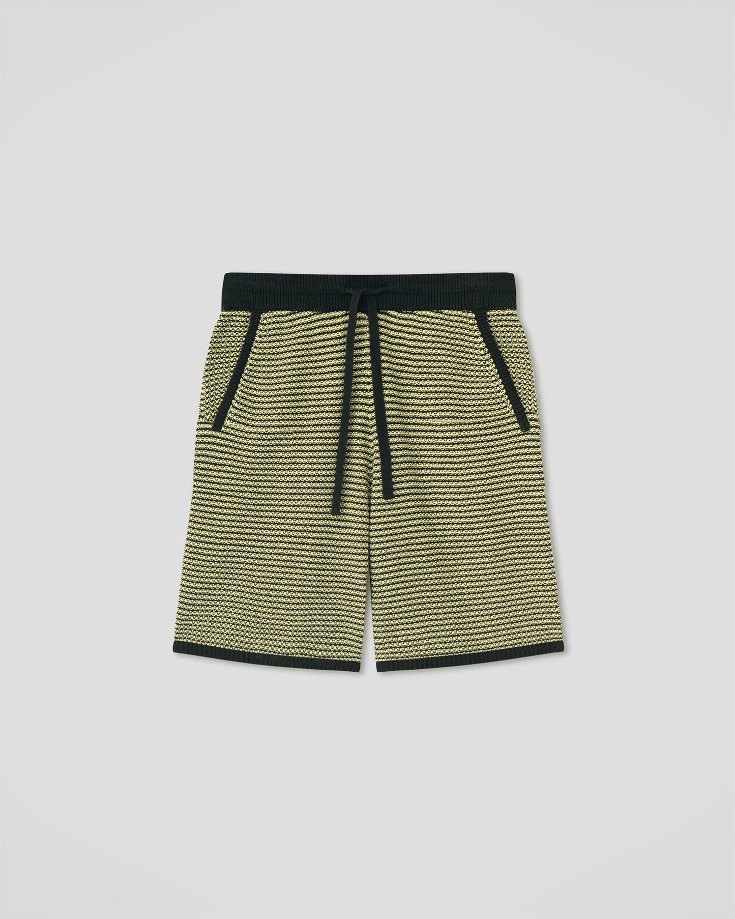Doxxi - Cotton Linen Stripe Shorts - Acid Creme/Black