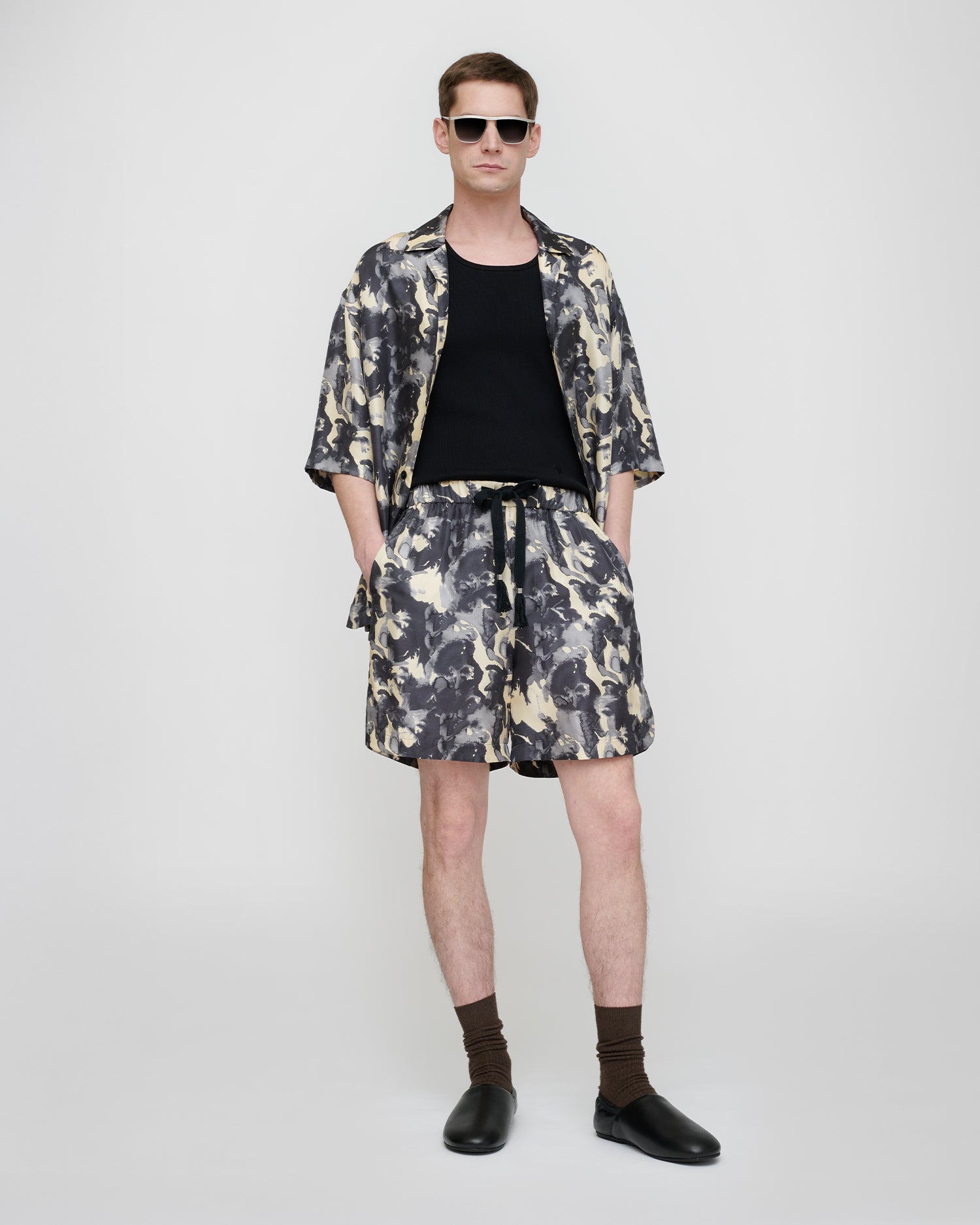 Anish - Twill Silk Shorts - Abstract Aquarelle