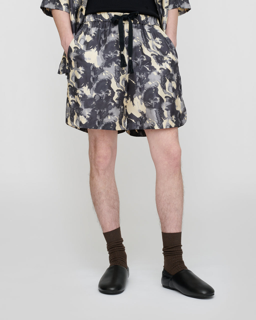 Anish - Twill Silk Shorts - Abstract Aquarelle