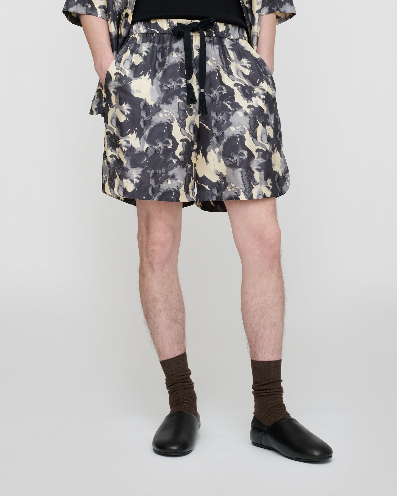 Anish - Twill Silk Shorts - Abstract Aquarelle