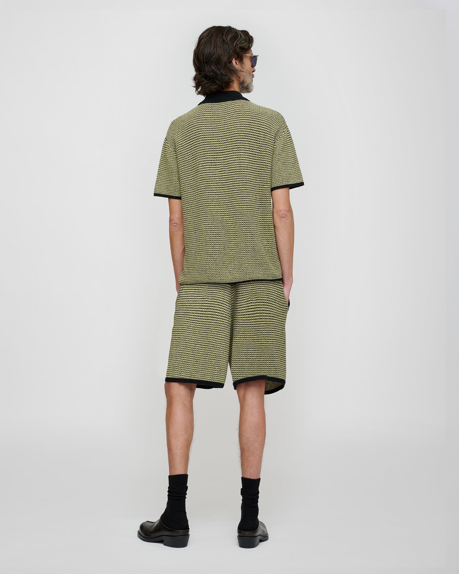 Enzo - Cotton Linen Stripe Shirt - Acid Creme/Black