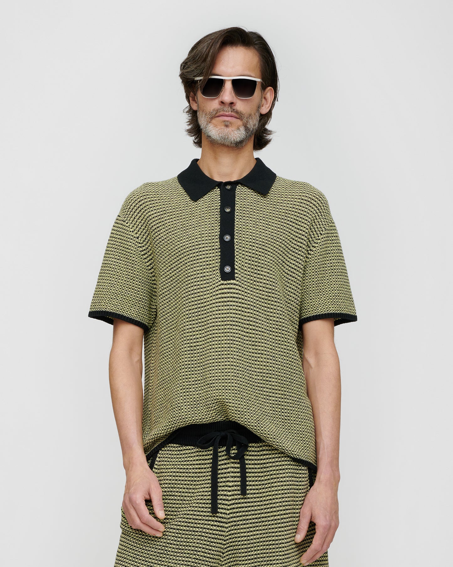 Enzo - Cotton Linen Stripe Shirt - Acid Creme/Black