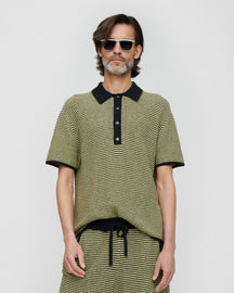 Enzo - Cotton Linen Stripe Shirt - Acid Creme/Black