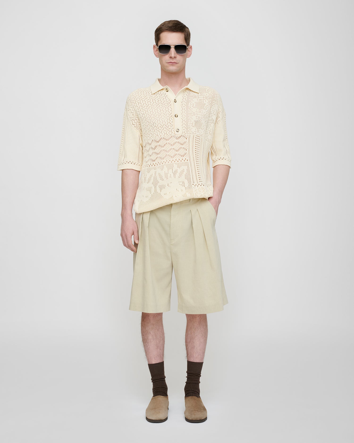 Jasim - Lace polo shirt - Creme – Nanushka