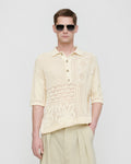 Jasim - Lace polo shirt - Creme