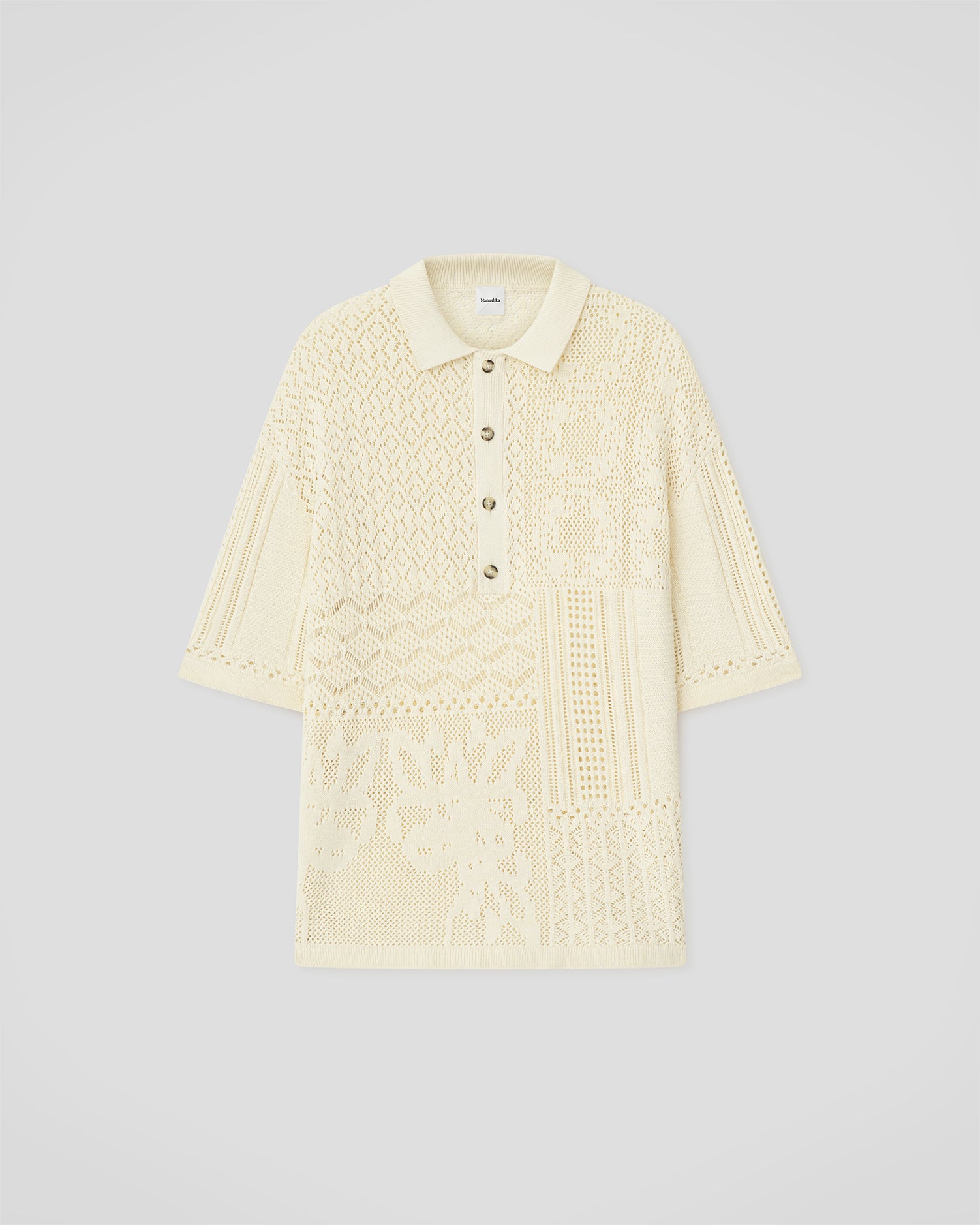 Jasim - Lace polo shirt - Creme – Nanushka