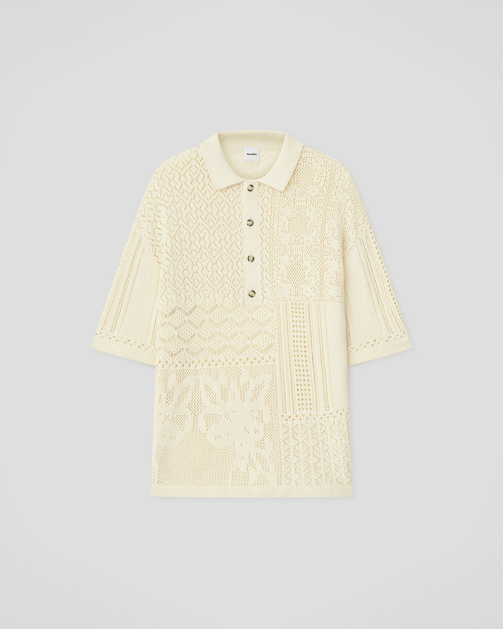Jasim - Lace polo shirt - Creme