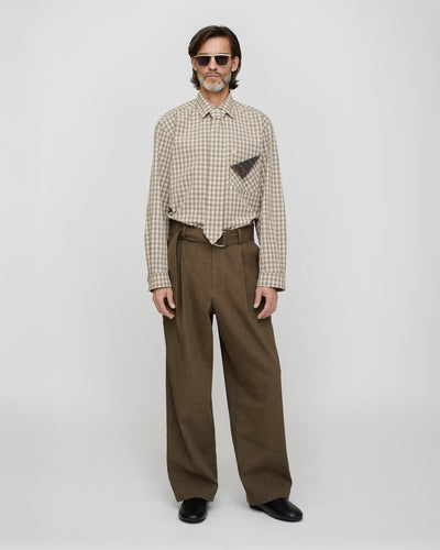 Saturnio - Checked Shirting Shirt - Creme/Grey