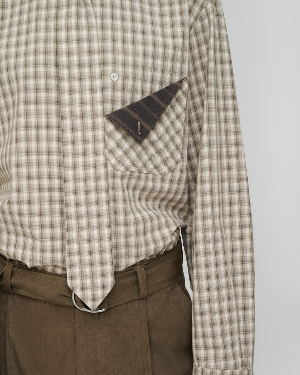 Saturnio - Checked Shirting Shirt - Creme/Grey