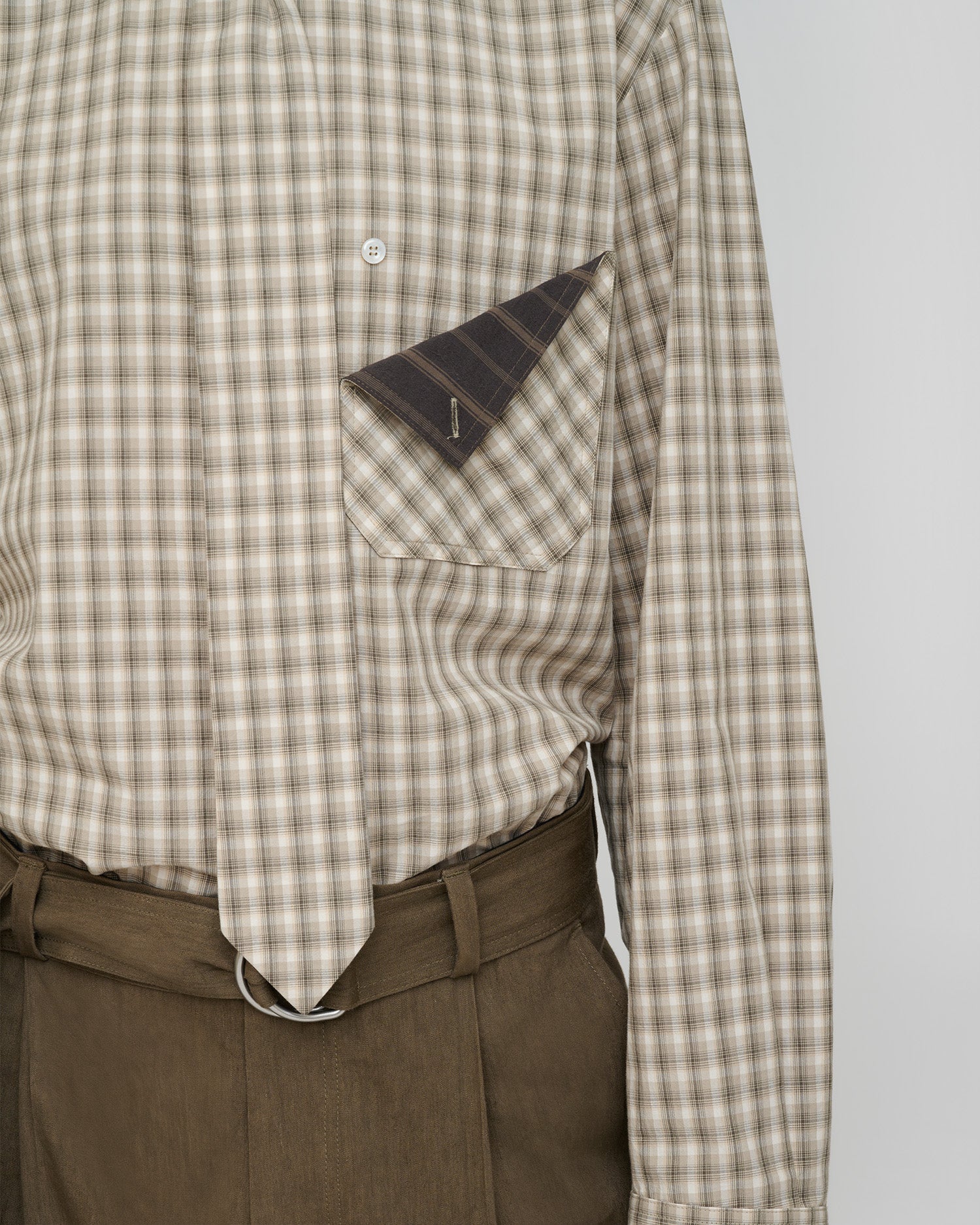 Saturnio - Checked Shirting Shirt - Creme/Grey