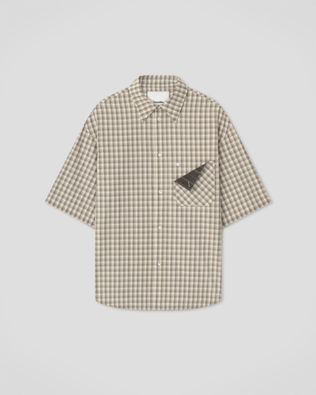 Nahui - Checked Shirting Shirt - Creme/Grey