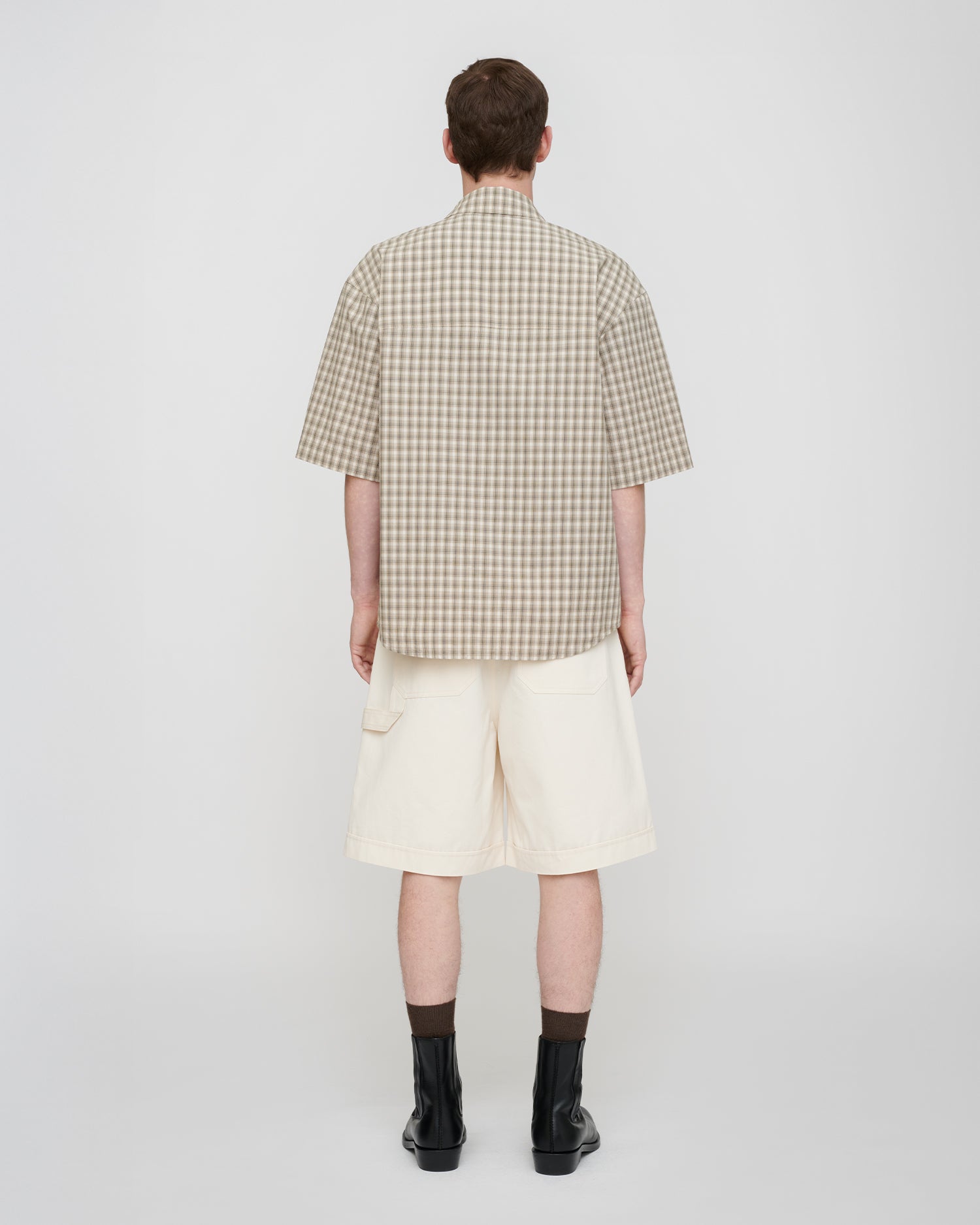 Nahui - Checked Shirting Shirt - Creme/Grey