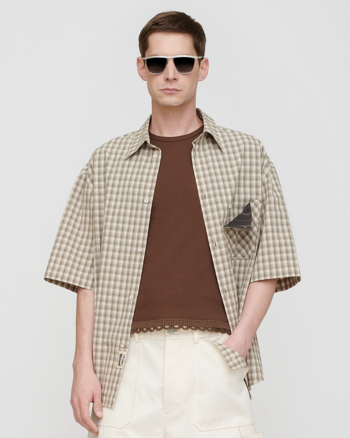 Nahui - Checked Shirting Shirt - Creme/Grey