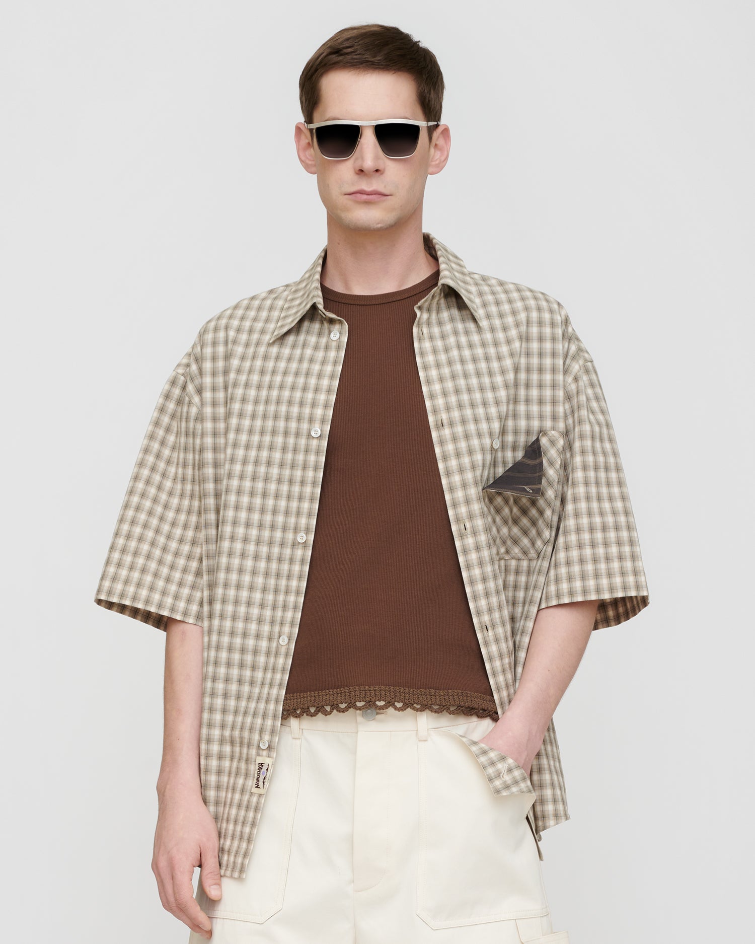 Nahui - Checked Shirting Shirt - Creme/Grey