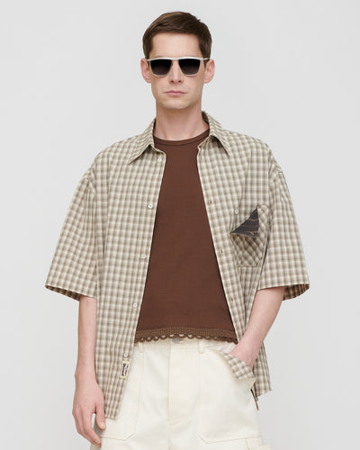 Nahui - Checked Shirting Shirt - Creme/Grey