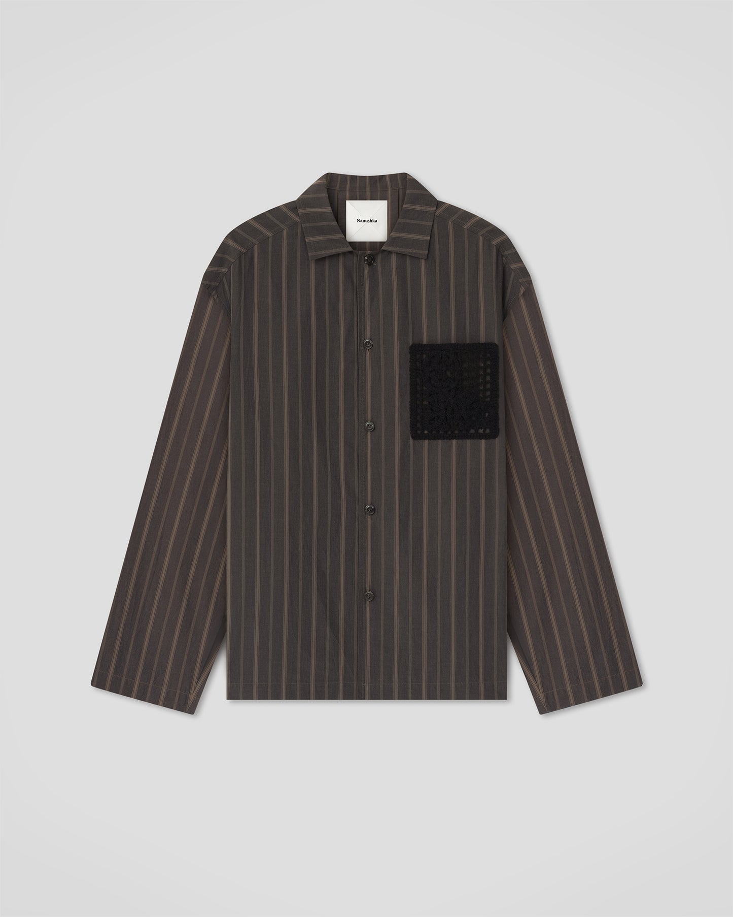 Jelmer - Stripe Shirting/Crochet Shirt - Washed Black/Black