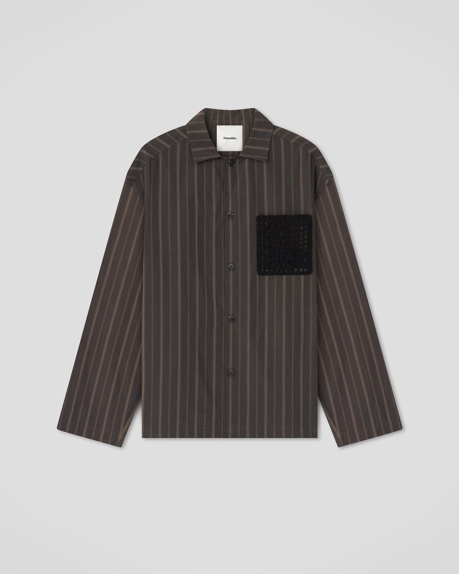 Jelmer - Stripe Shirting/Crochet Shirt - Washed Black/Black