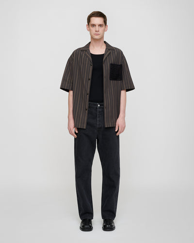 Maxton - Stripe Shirting/Crochet Shirt - Washed Black/Black