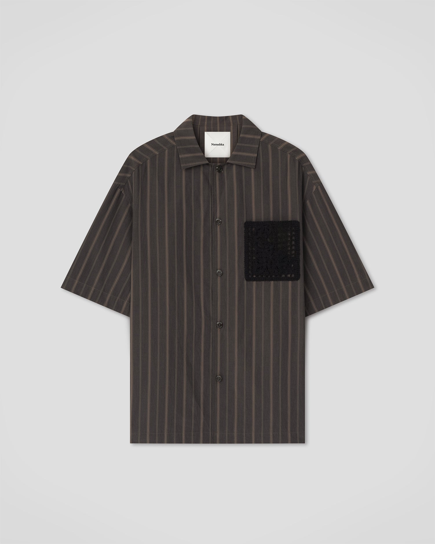 Maxton - Stripe Shirting/Crochet Shirt - Washed Black/Black