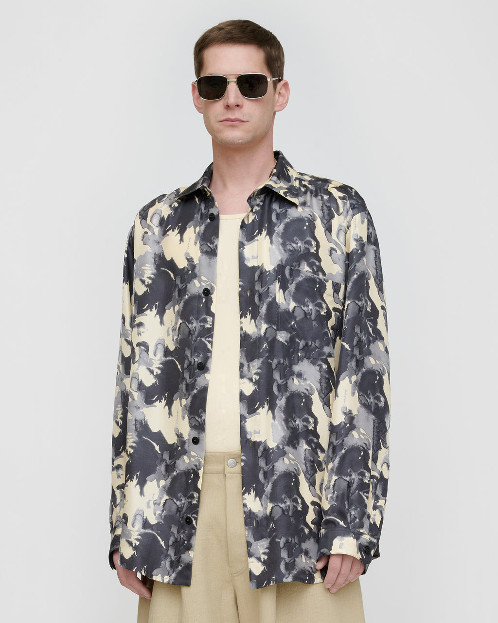 Sebas - Twill Silk Shirt - Abstract Aquarelle