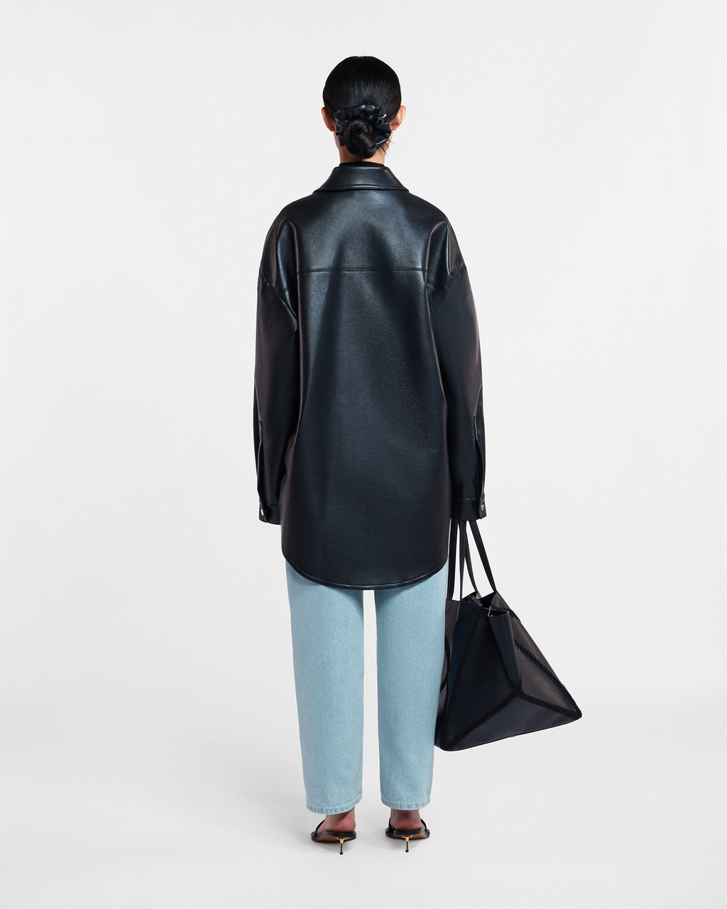 Martin - Regenerated leather overshirt - Black