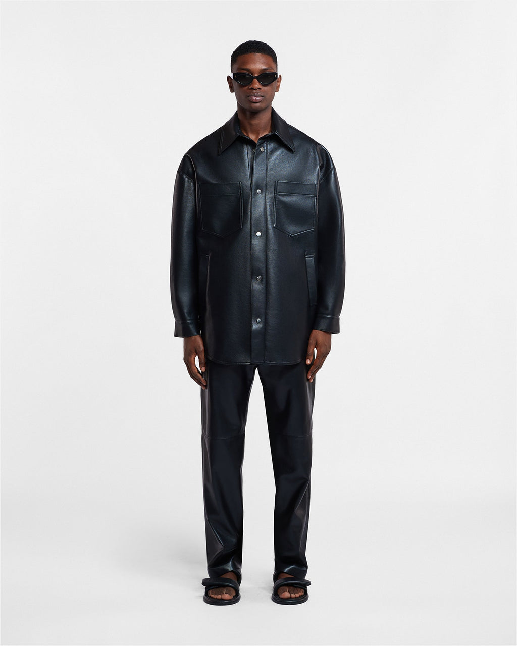 Martin - Regenerated leather overshirt - Black