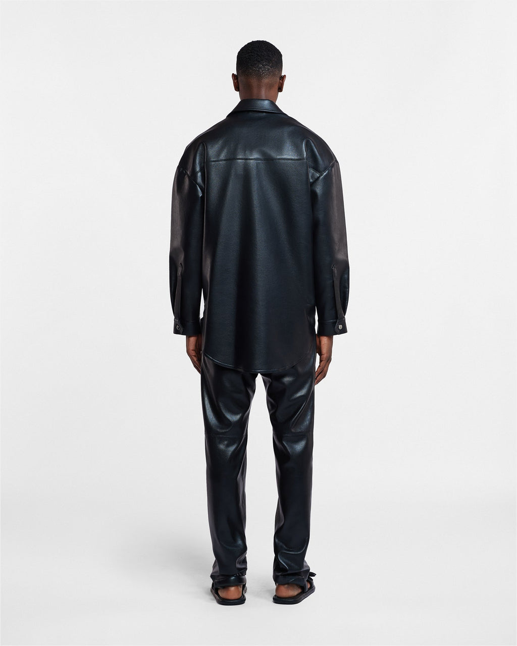 Martin - Regenerated leather overshirt - Black