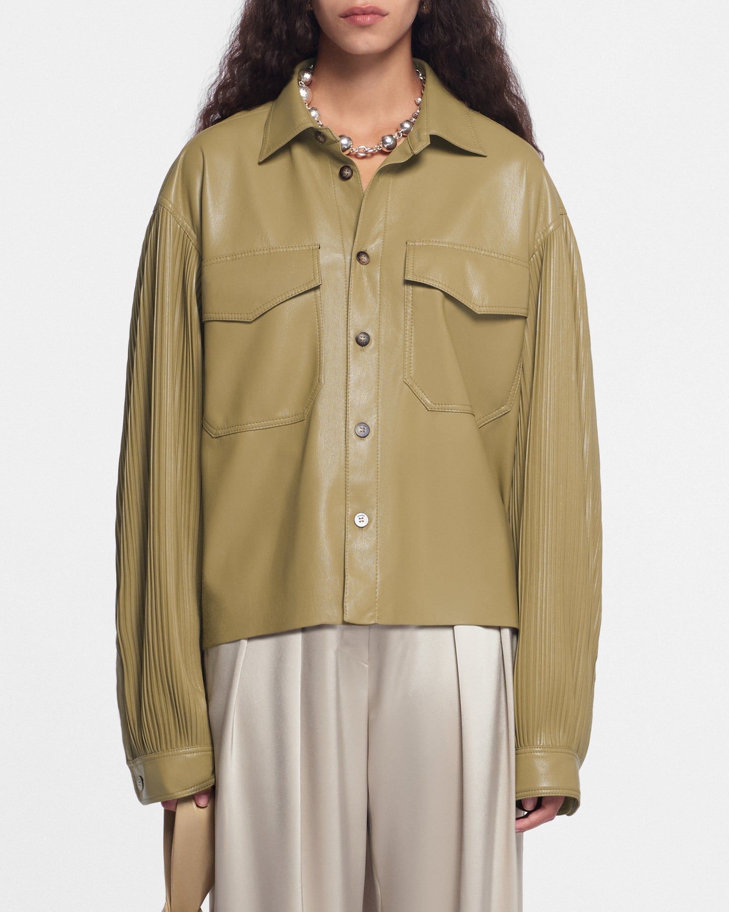 Gavyn - Okobor™ Alt-Leather Shirt - Light Khaki