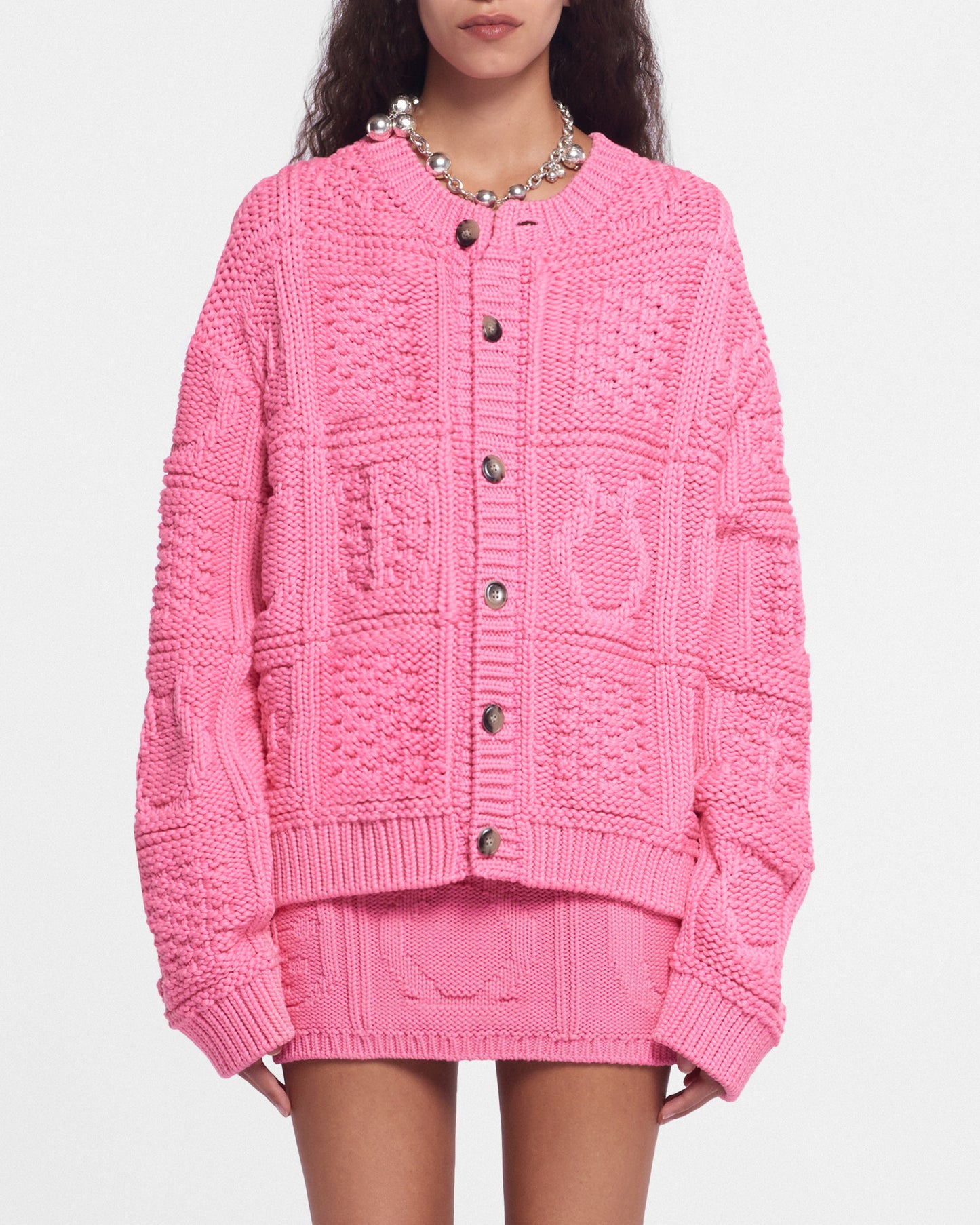 Revan - Cable-Knit Cotton-Blend Cardigan - Pink