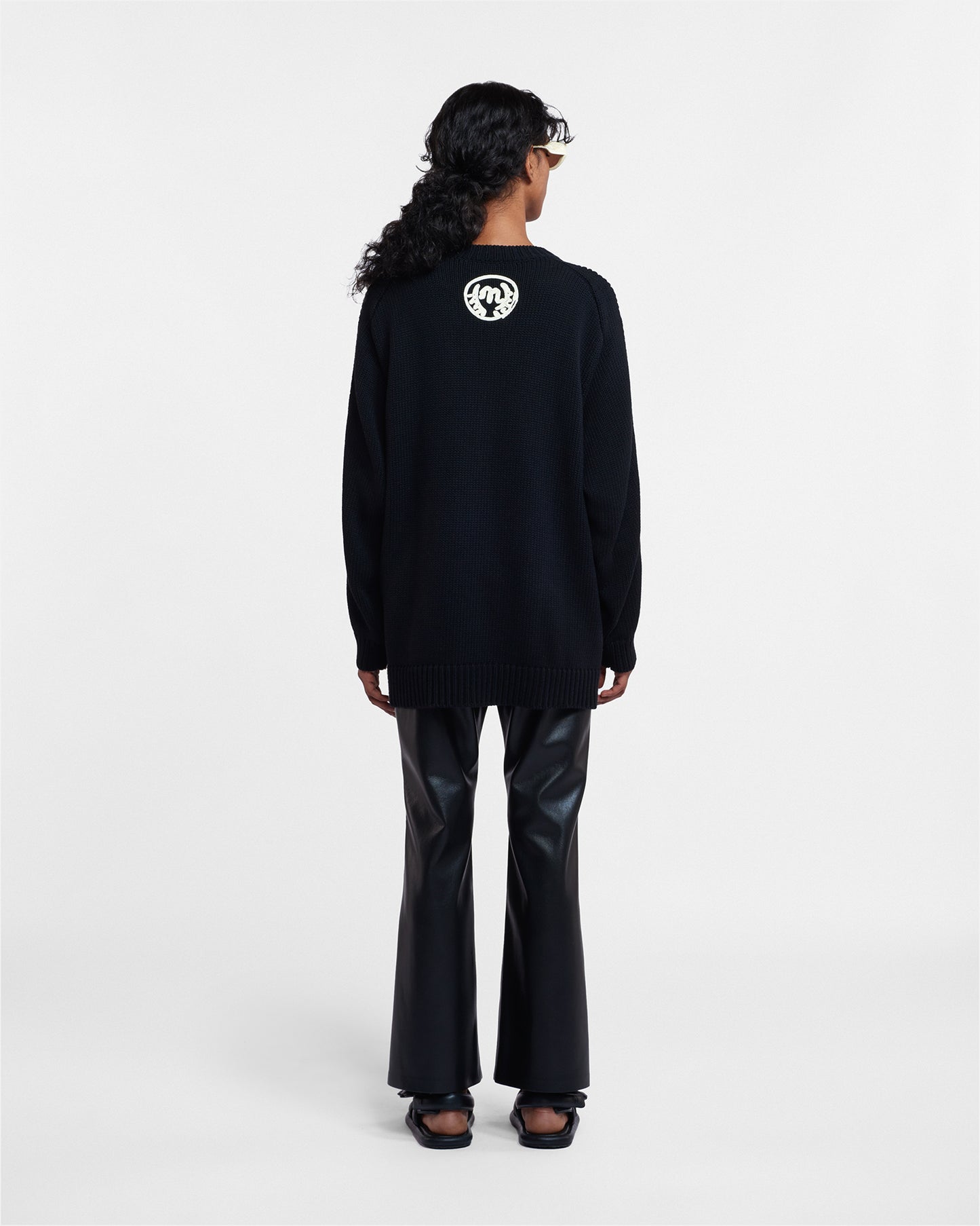Busra - Embroidered Cotton Sweater - Black