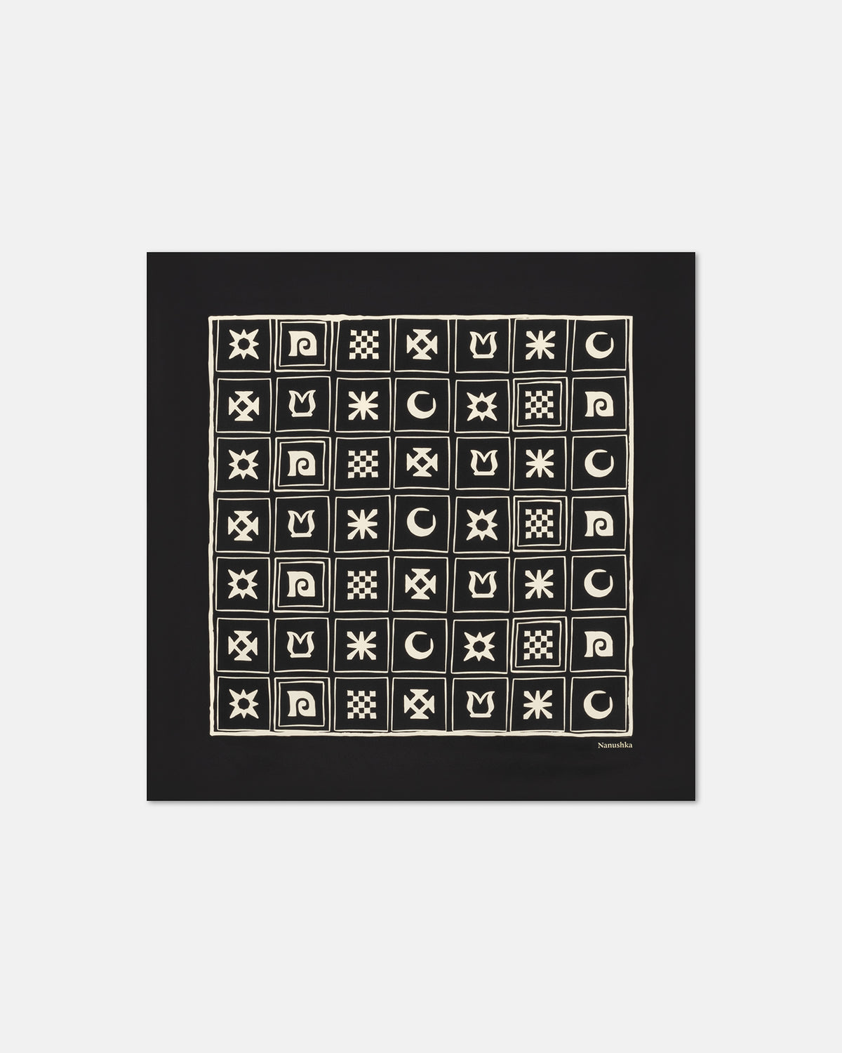 Shoul - Silk scarf - Off Black/Beige Kopjafa