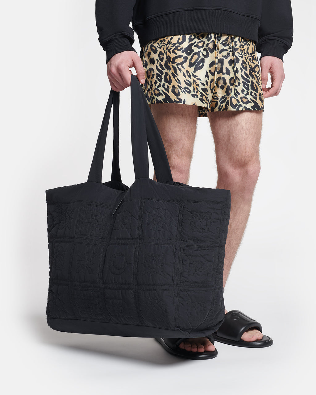 Symbol - Quilted Tech-Poplin Tote - Black