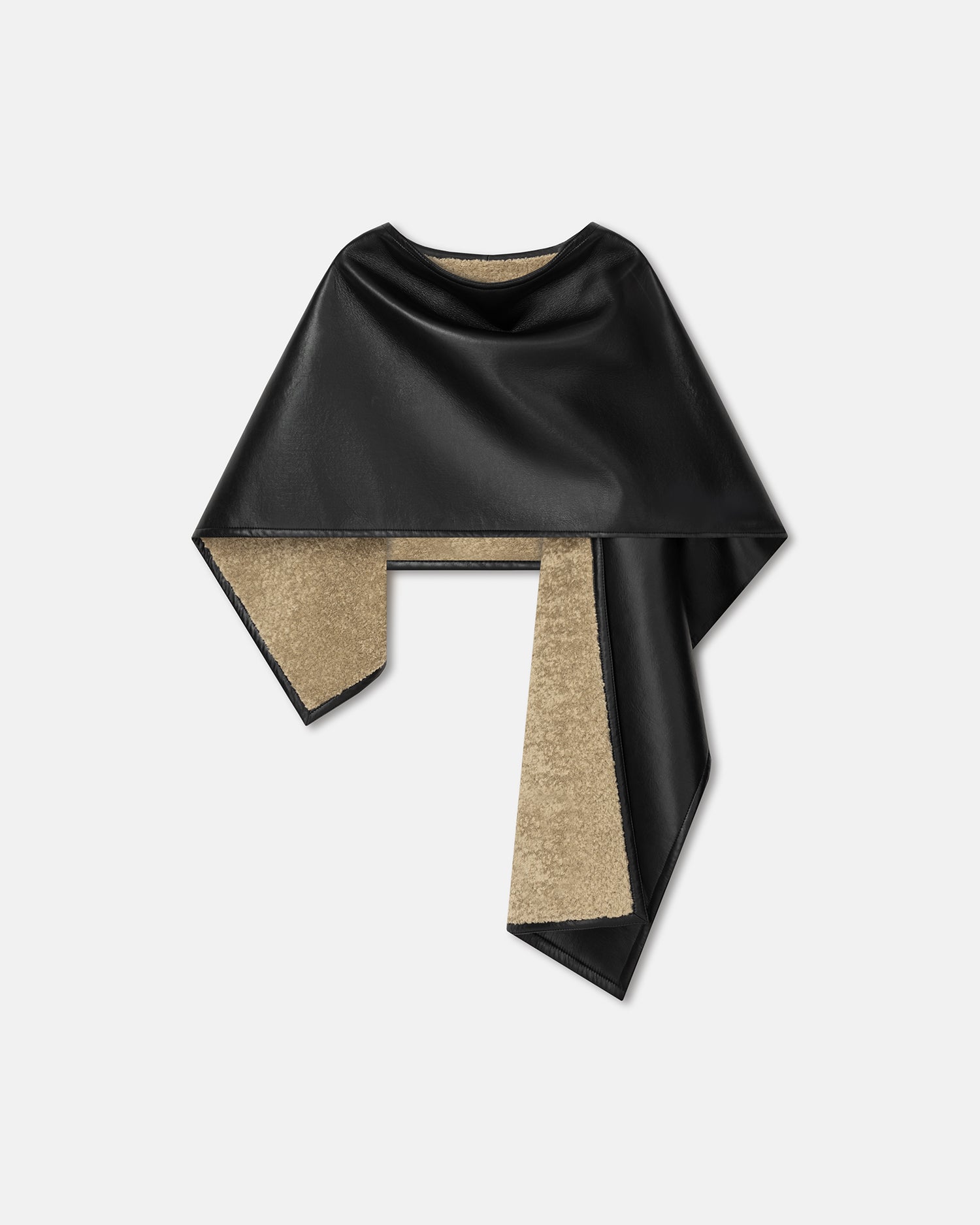 Kamin - Bonded Shearling Shawl - Cornstalk/Black